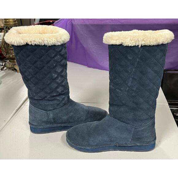 Michael Kors Sandy Quilted Suede Winter Boots Navy Women's Size 8 - Picture 4 of 10